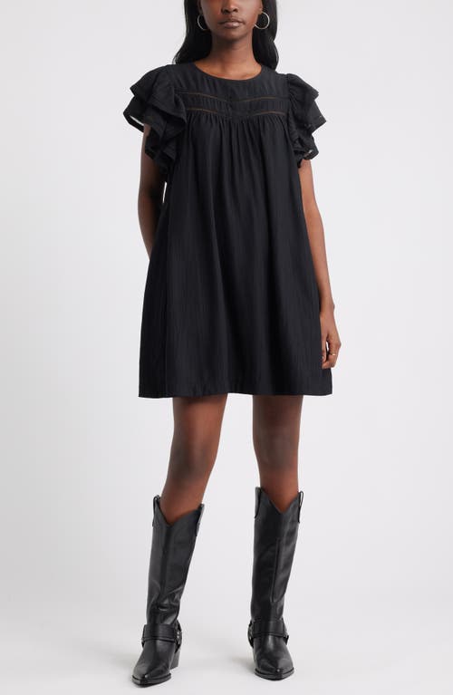 Treasure & Bond Double Ruffle Shift Dress In Black