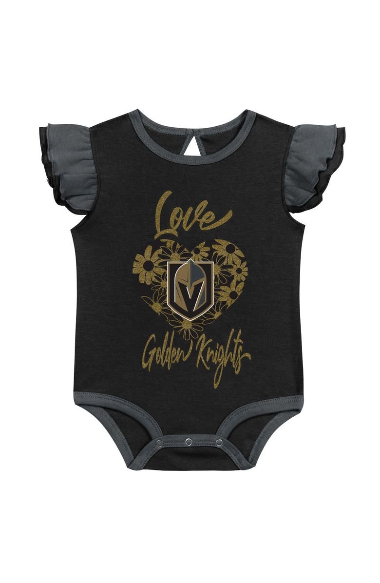 Outerstuff Girls Infant Black/Gray Vegas Golden Knights Two-Pack Training Bodysuit Set, Alternate, color, Black