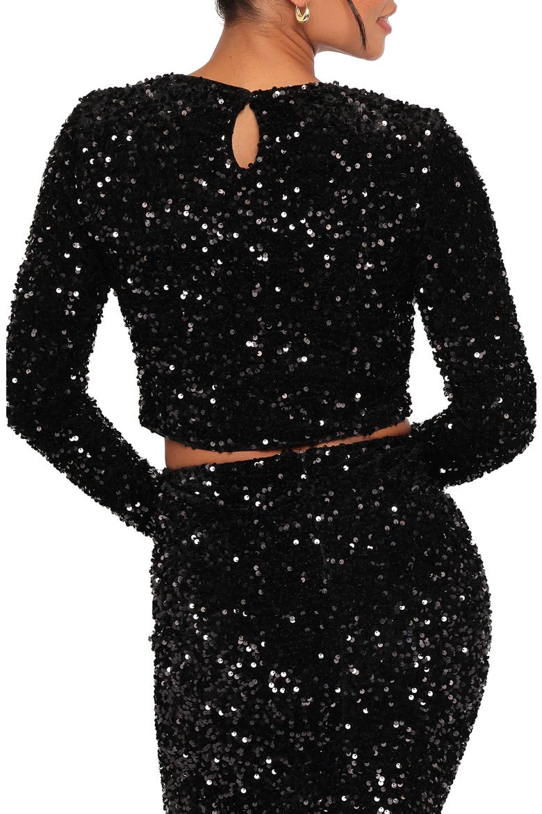 Quinne Sequin Crop Top, Alternate, color, BLACK