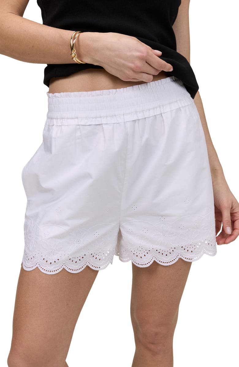 Nobody's Child Bonnie Cutwork Scallop Cotton Shorts, Alternate, color, White
