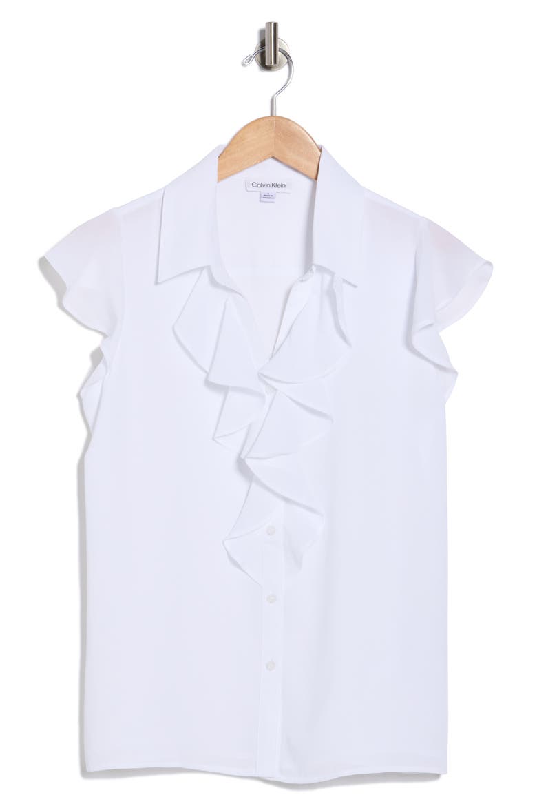 Ruffle Woven Top, Alternate, color, WHITE