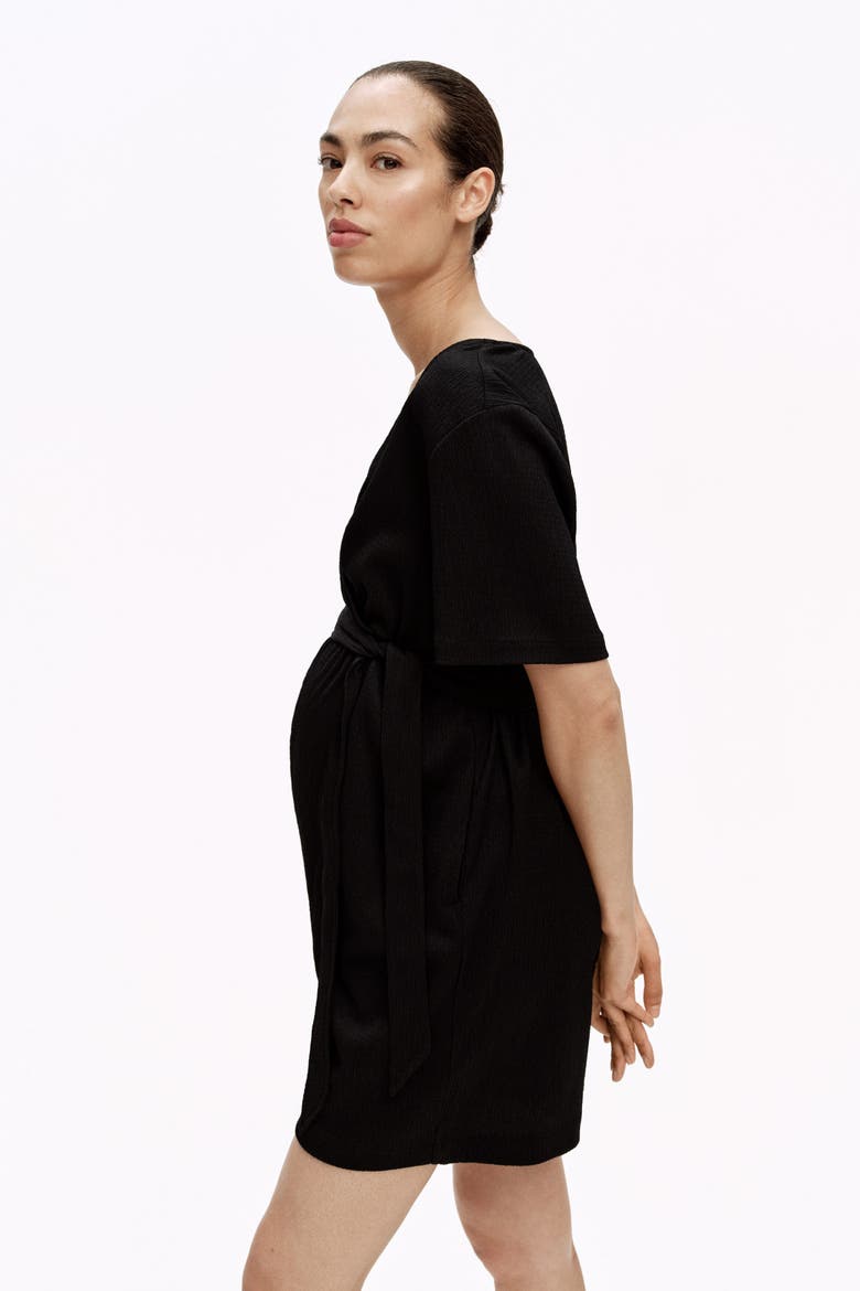 Mama Crinkled Jersey Playsuit, Alternate, color, Black