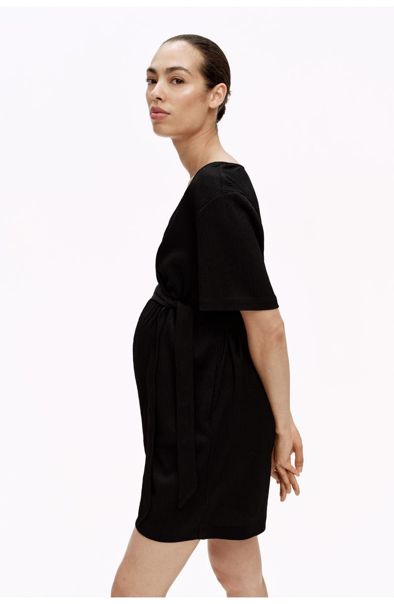 H&M Mama Crinkled Jersey Playsuit, Alternate, color, Black