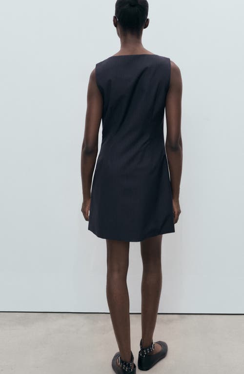 Mango Sleeveless Pinstripe Minidress In Blue