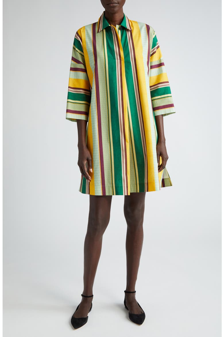Stripe Long Sleeve Cotton Shift Dress, Main, color, SUN-MULTICOLOR