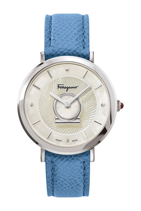 Women's Mother of Pearl Leather Strap Watch, 36mm