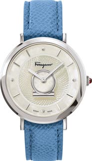 FERRAGAMO Women's Mother of Pearl Leather Strap Watch, 36mm