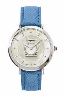 FERRAGAMO Women's Mother of Pearl Leather Strap Watch, 36mm