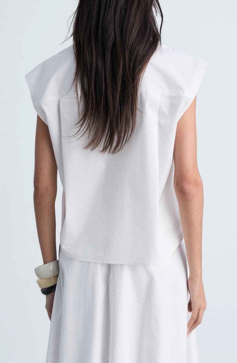 MANGO Relaxed Fit Cap Sleeve Poplin Button-Up Shirt, Alternate, color, 