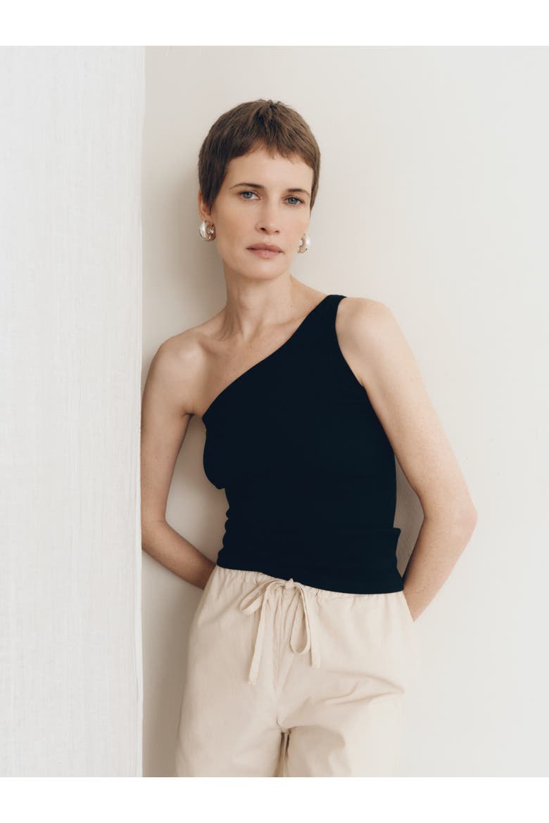 Bahar One Shoulder Top, Alternate, color, Black
