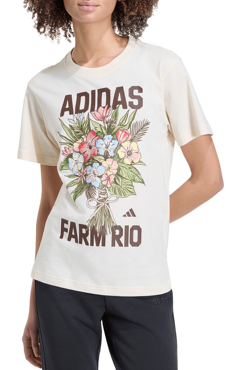 ADIDAS X FARM RIO x FARM Rio Graphic T-Shirt, Main, color, Ecru Tint/ Brown/ Multi
