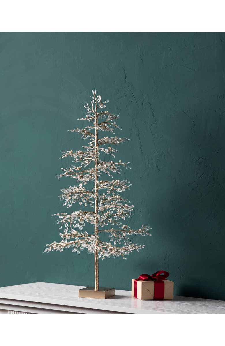 Balsam Hill Crystal & Bead Champagne Tabletop Tree, Alternate, color, Clear