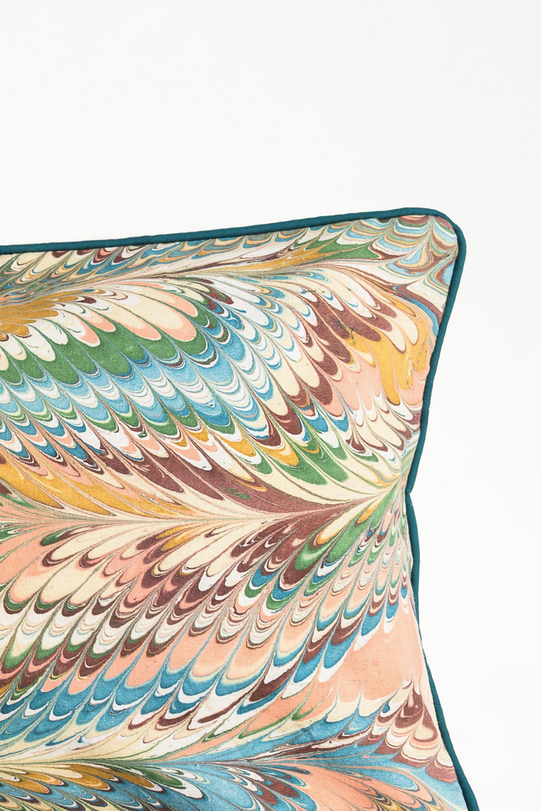 Flatiron Feathers Hand-Marbled Pillow - Cover + Insert, Alternate, color, Flatiron
