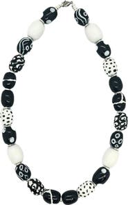 Kazuri Twilight Collection - Monochrome Symphony Necklace - 22"