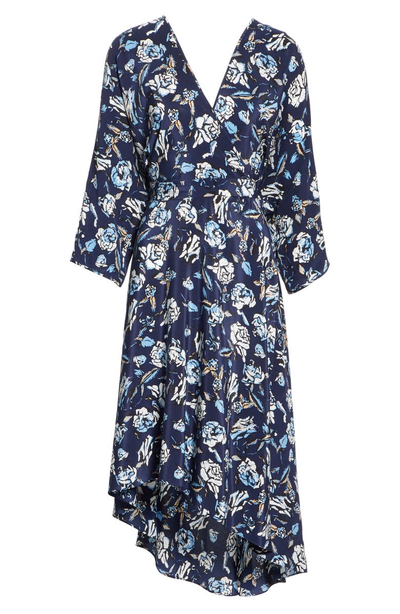 DVF Silk Asymmetrical Ruffle Hem Dress, Alternate, color,