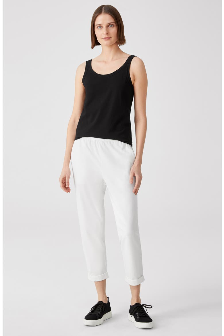 Rolled Cuff Slim Jersey Crop Pants, Alternate, color, WHITE