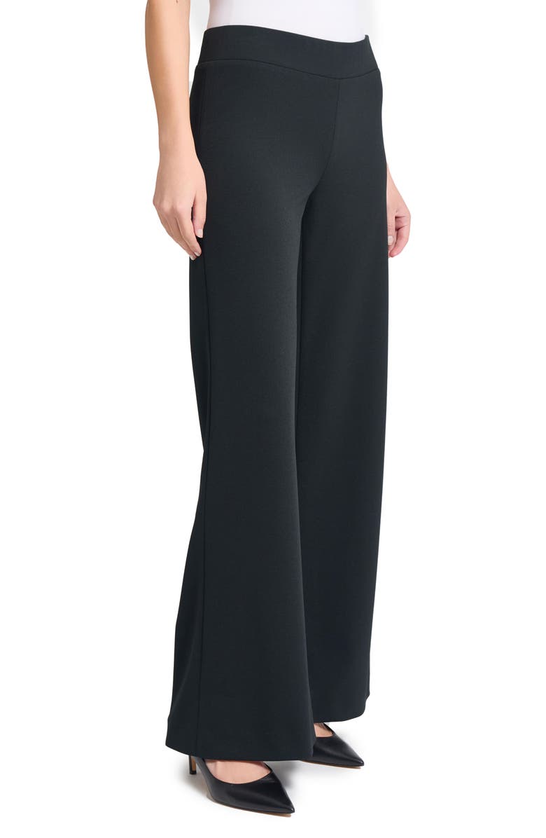 Ming Wang Deco Wide Leg Stretch Crepe Pants, Alternate, color, Black