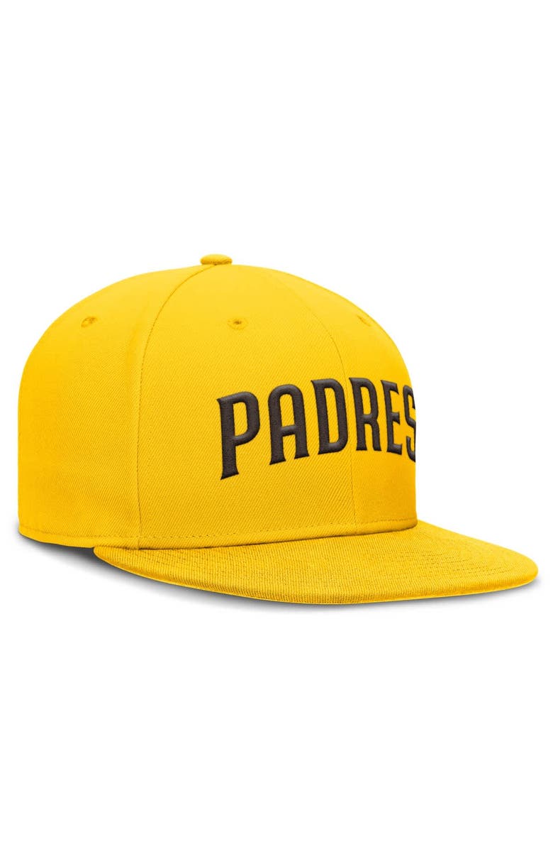 Nike Men's Nike Gold San Diego Padres Wordmark Dri-FIT Round Bill True Fitted Hat, Alternate, color, Gold