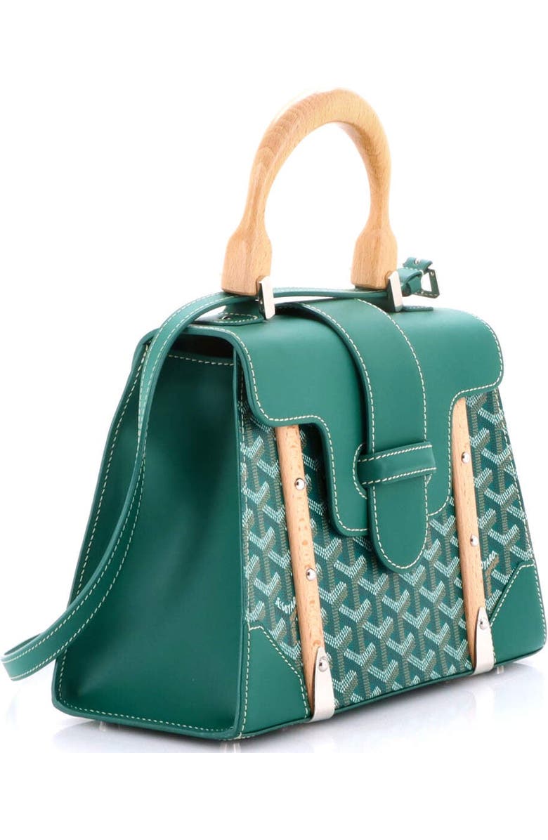 Pre-Owned Goyard Saigon Top Handle Bag Coated Canvas with Leather PM, Alternate, color, Green