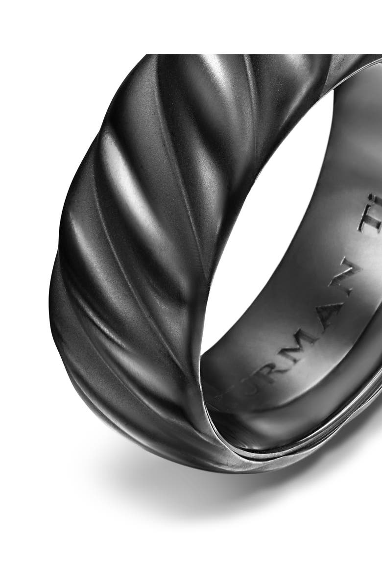 David Yurman Men's Sculpted Cable Band Ring in Black Titanium, 9mm, Alternate, color, Black Titanium