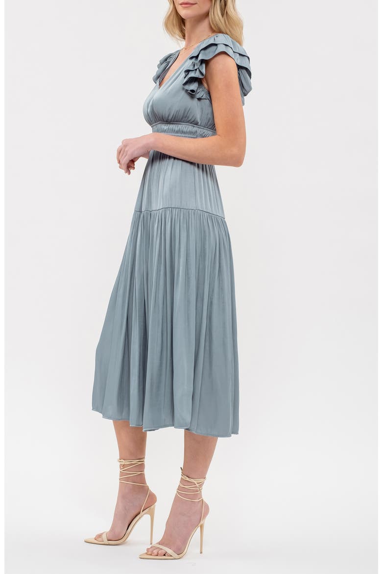 Flutter Sleeve Empire Waist Midi Dress, Alternate, color, LIGHT TEAL