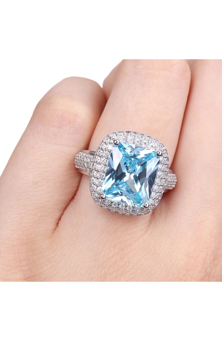 DELMAR Silver-Tone Cushion Cut CZ Ring, Alternate, color, Blue