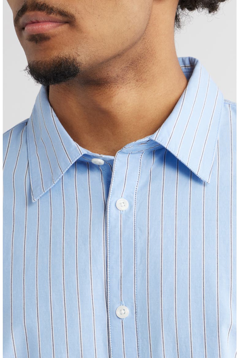 Oversize Cotton Button-Up Shirt, Alternate, color, BLUE DUAL STRIPE