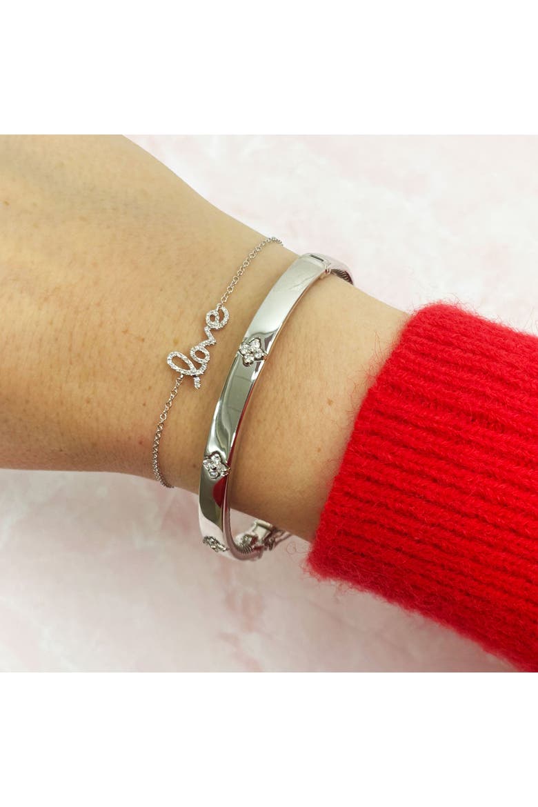Diamond Clover Bangle, Alternate, color, White Gold