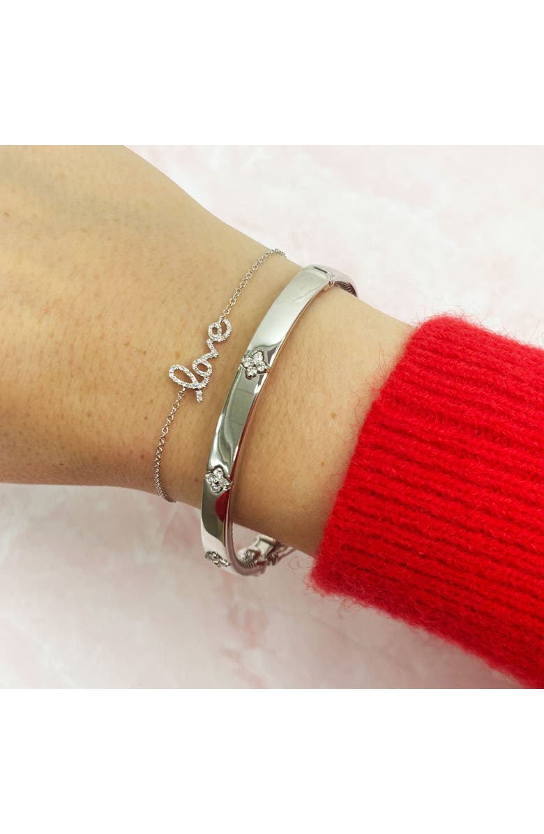 The Lovery Fine Jewelry Diamond Clover Bangle, Alternate, color, White Gold