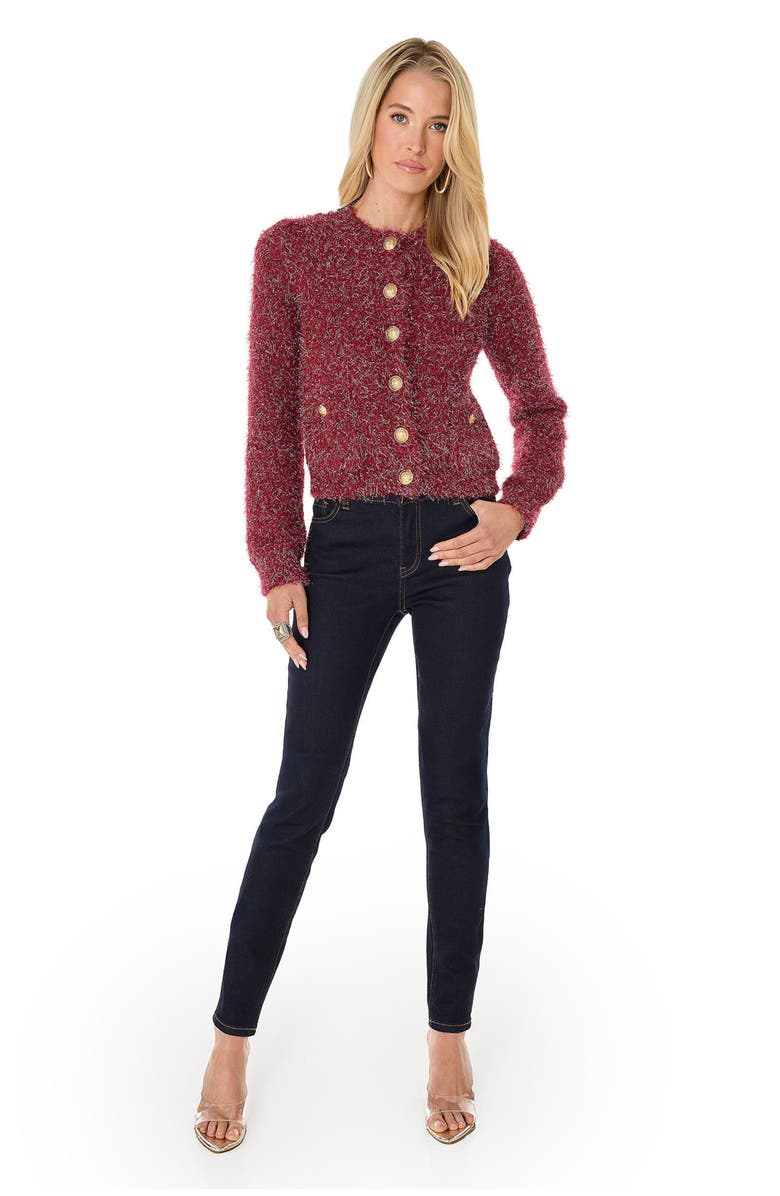 The Noli Shop Joana Knit Cardigan, Alternate, color, Merlot
