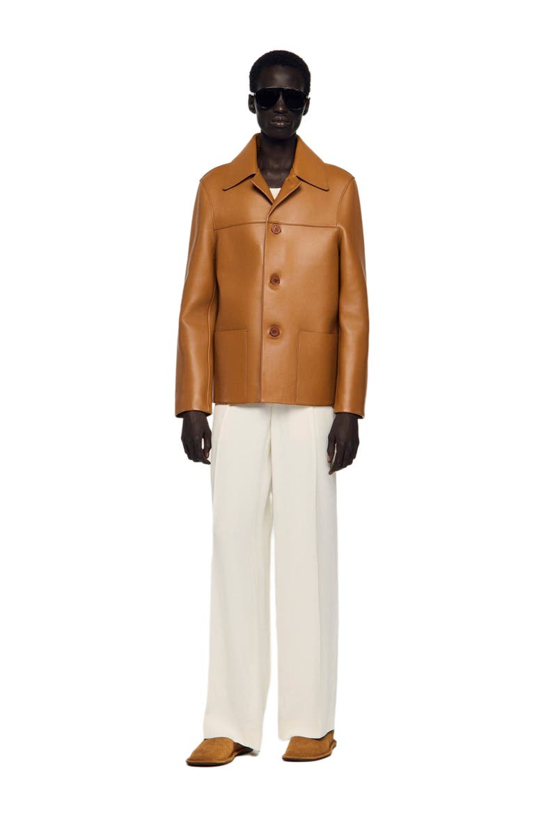 Buttoned lambskin jacket, Alternate, color, Camel