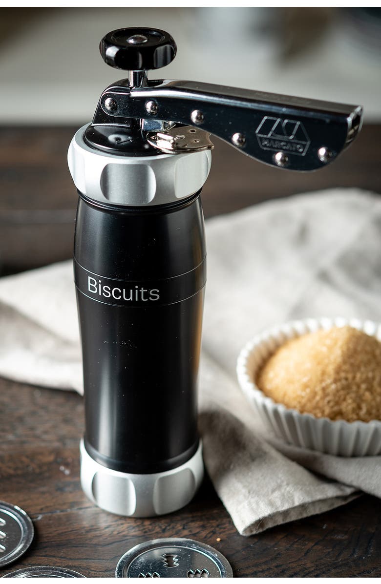 Marcato Design Series Biscuit Maker Press, Includes 20 Cookie Disc Shapes, Alternate, color, Black