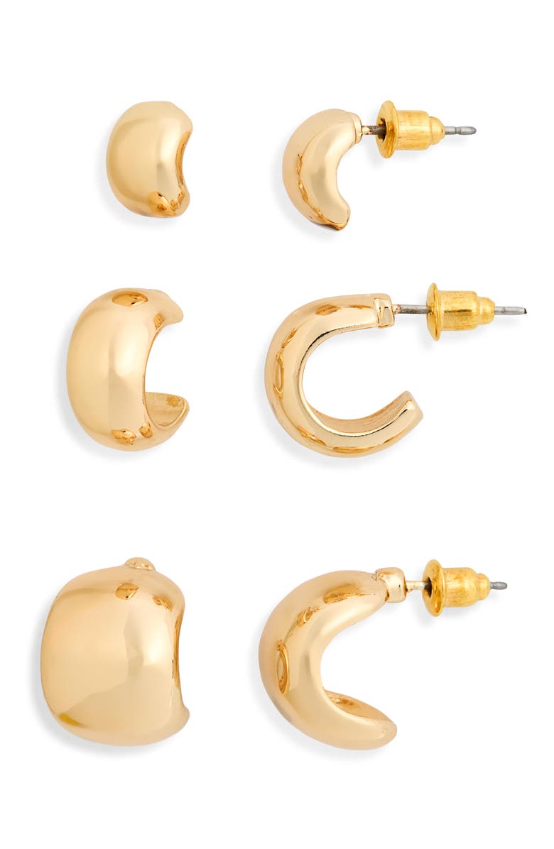 NORDSTROM RACK 3-Pack Chubby Hoop Earrings, Main, color, Gold