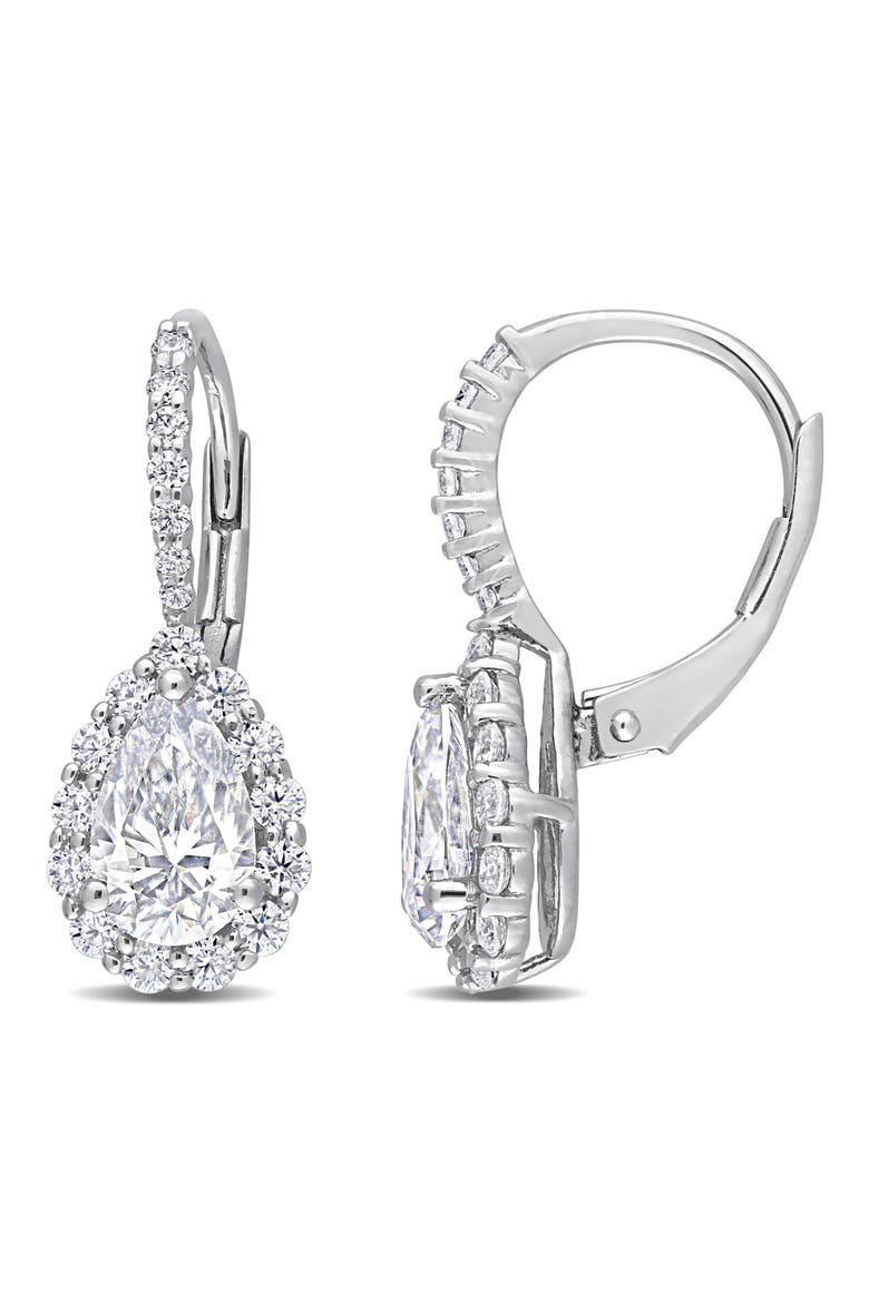 Sterling Silver Lab Grown Moissanite Lever Back Earrings, Main, color, SILVER
