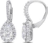 DELMAR Sterling Silver Lab Grown Moissanite Lever Back Earrings