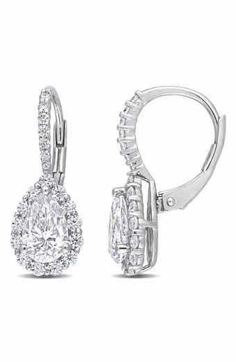 Sterling Silver Lab Grown Moissanite Lever Back Earrings