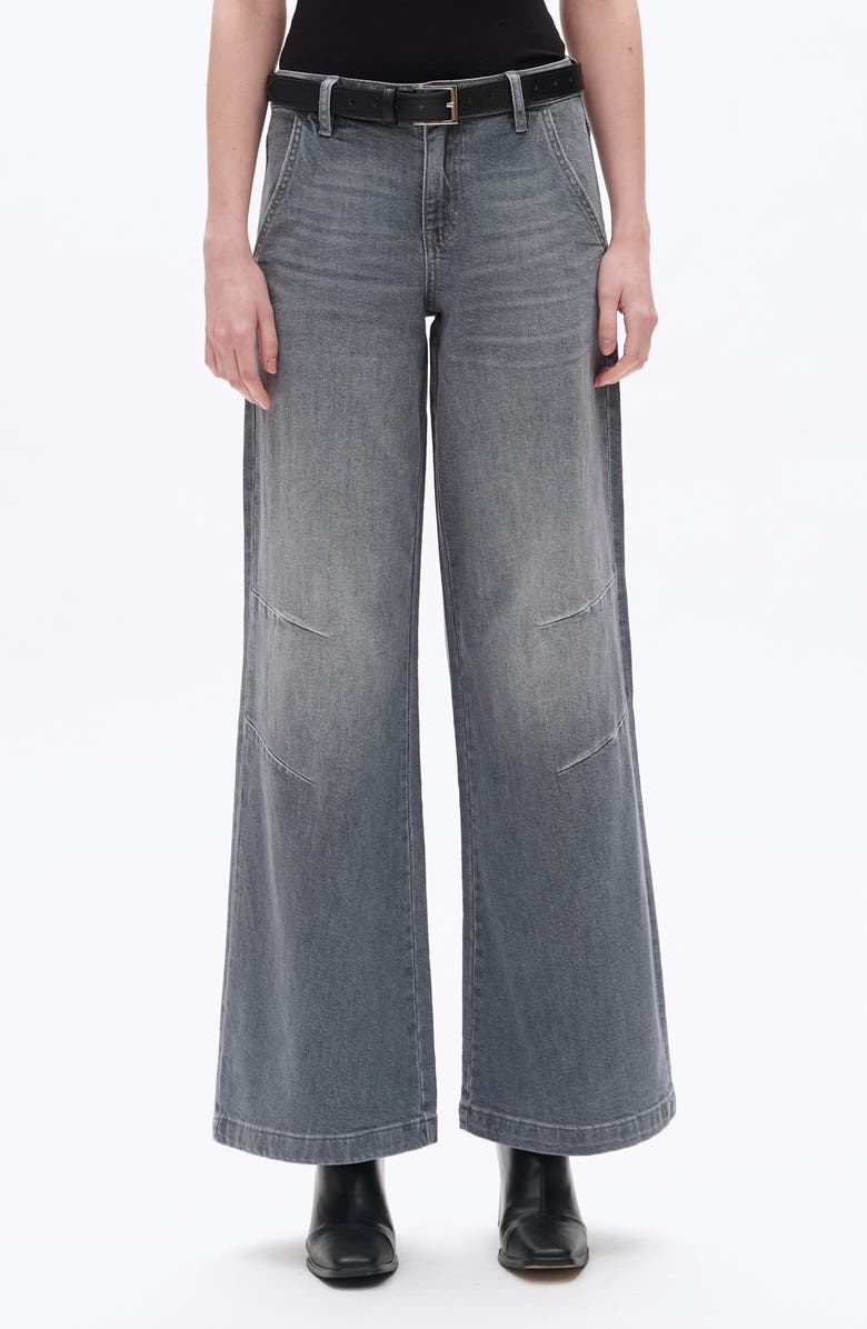 Bayeas Slant Pocket Mid Rise Wide Leg Jeans, Main, color, Grey Blue