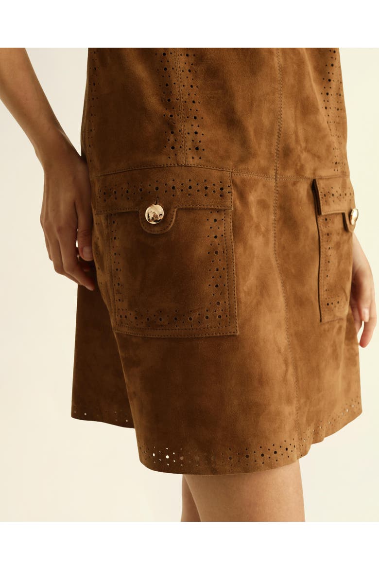 Madison Genuine Suede Mini Dress, Alternate, color, Chestnut