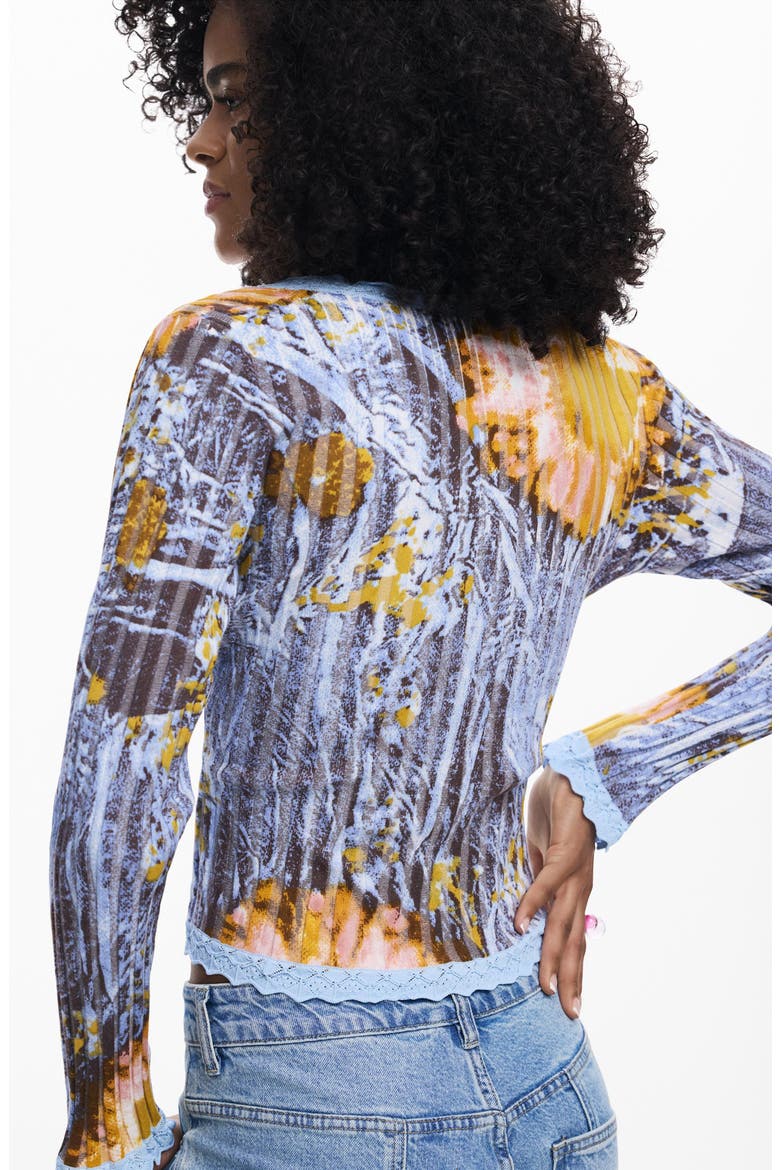 Abstract Print Rib Knit Top, Alternate, color, BLUE