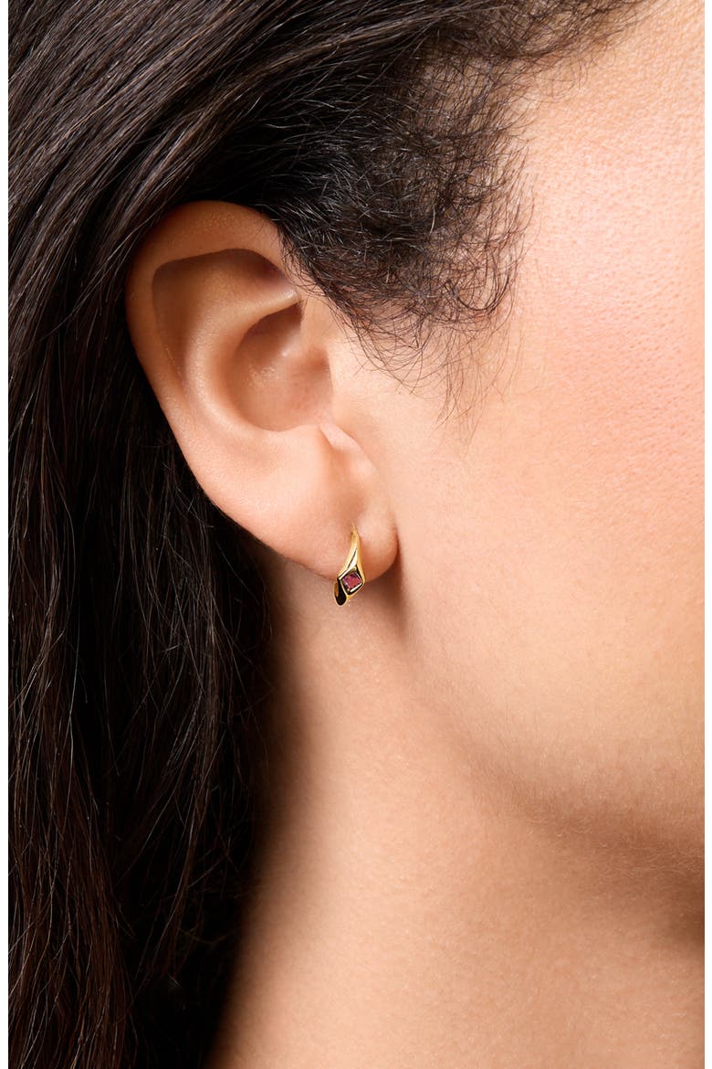 14K Gold Half Hoop Earrings, Alternate, color, 14K YELLOW GOLD TOPAZ