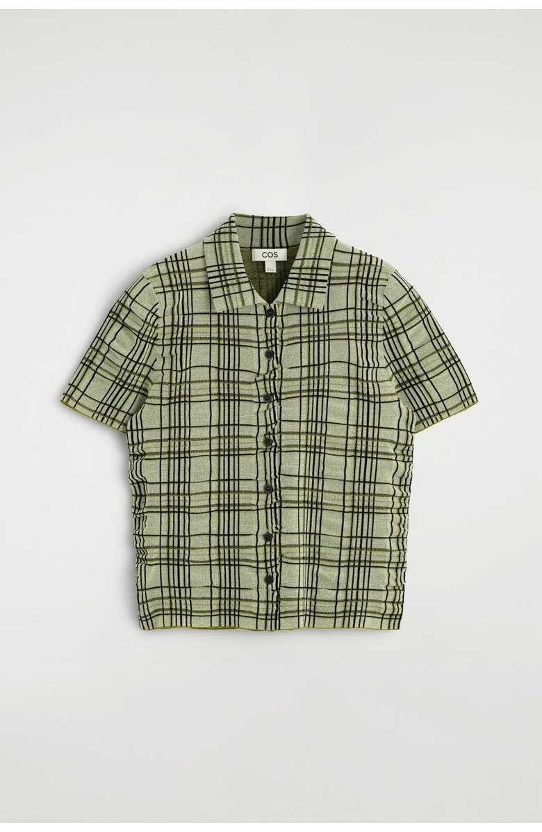 COS Checked Cotton-Jacquard Shirt, Alternate, color, Green / Checked