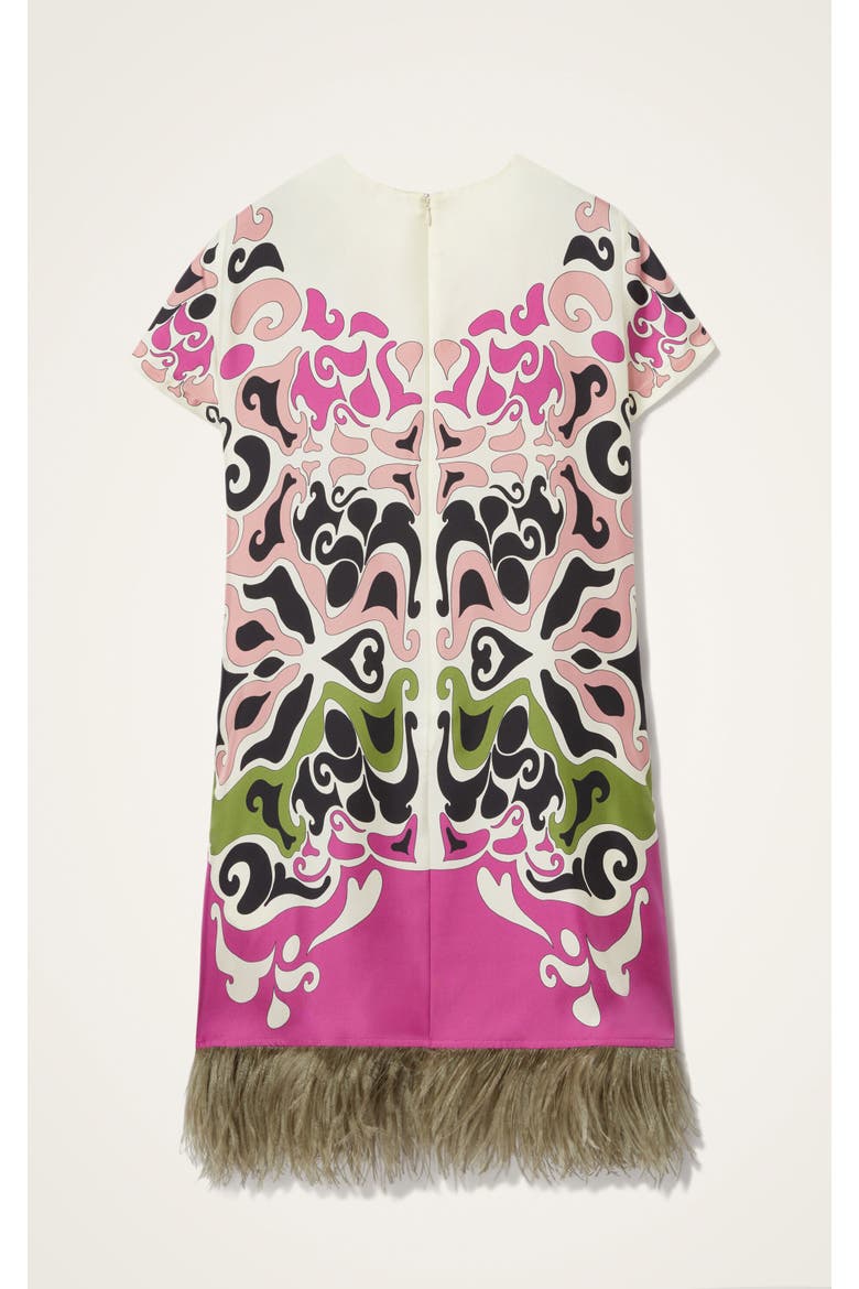 Mini Swing Dress With Feathers Placée, Alternate, color, Phoenix Placée Pink