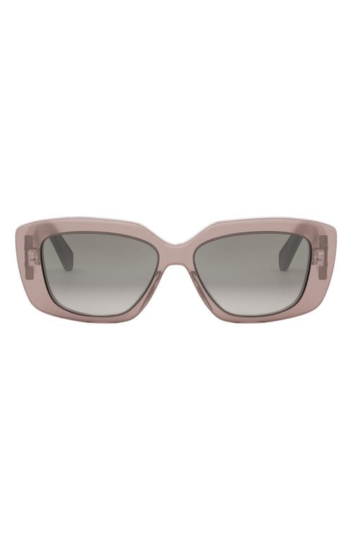 CELINE Triomphe 55mm Rectangular Sunglasses in Shiny Light Brown /Smoke 