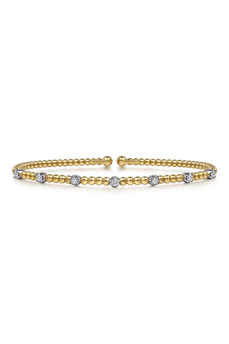 Bujukan Diamond Station Beaded Cuff Bracelet, Main, color, TWO TONE