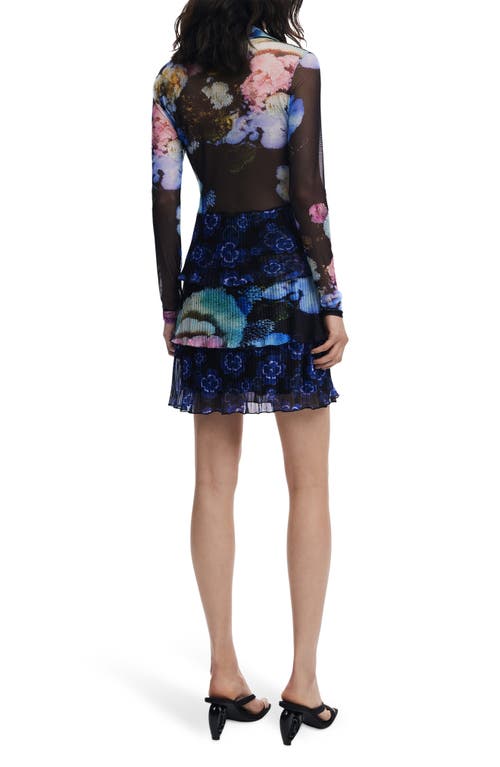 Desigual Lacroix Print Long Sleeve Mixed Media Dress In Multi