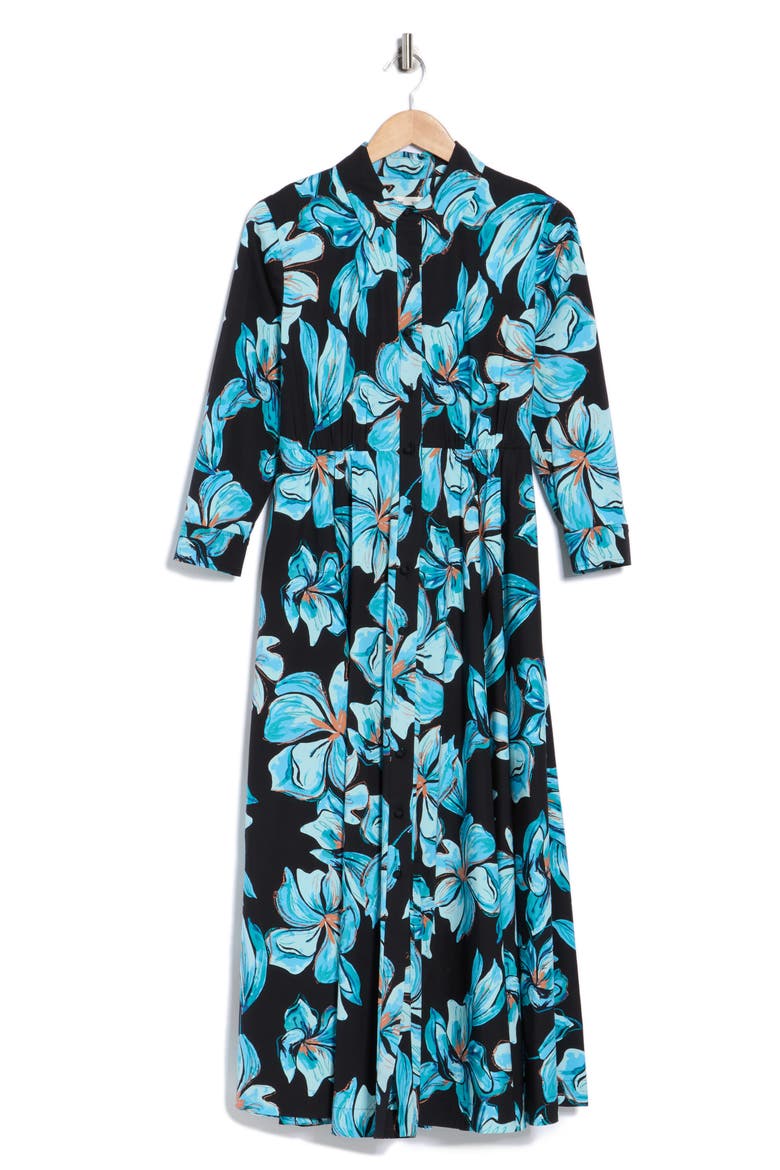 Blaine Floral Midi Shirtdress, Alternate, color, OPERA FLORAL BLACK