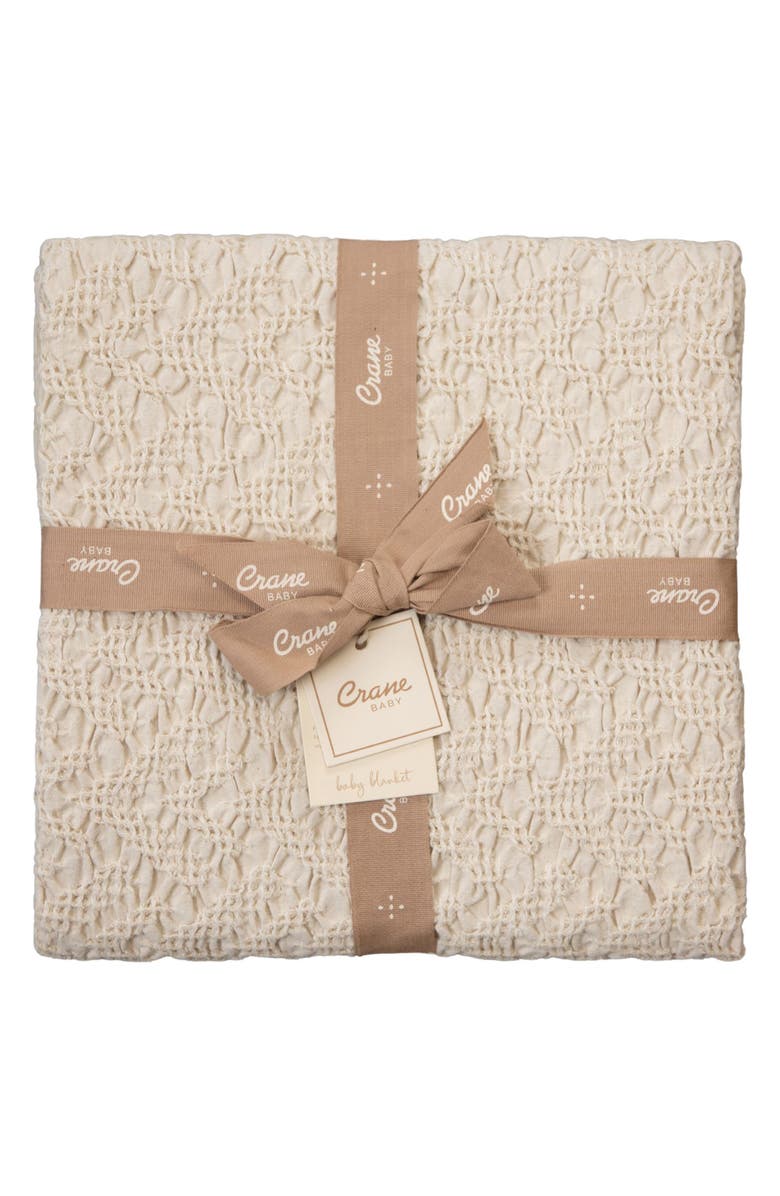 CRANE BABY Oatmeal Boho Cotton Jacquard Baby Blanket, Alternate, color, Cream