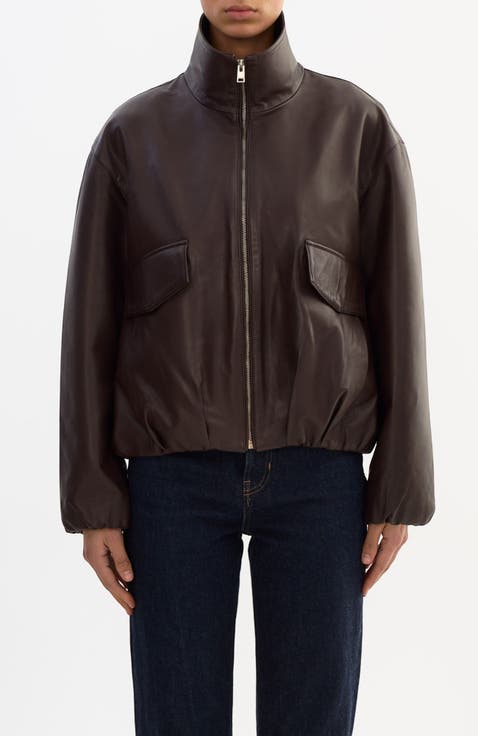 RAMONA | Funnel Neck Leather Jacket