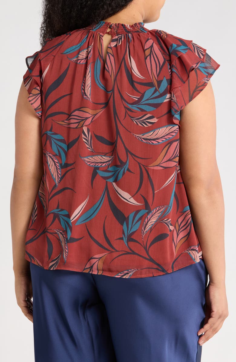 DR2 by Daniel Rainn Mock Neck Ruffle Sleeve Top, Alternate, color, Cinnamon