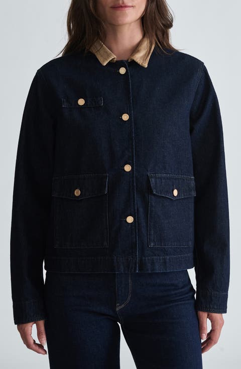 Betsy Corduroy Collar Boxy Denim Jacket